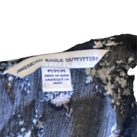 American Eagle Outfitters Bell Sleeve Floral Romper-Size M-Navy Blue-GUC - Picture 5 of 9